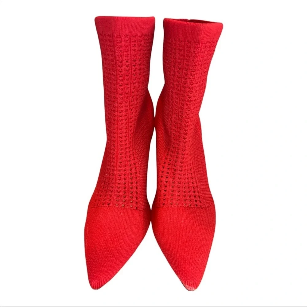 Catherine Malandrino Dnonito Pointed Toe Vibrant Red Knit Stiletto Heels Size 9
